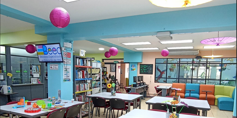 Area de la biblioteca con espacios lúdicos